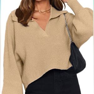 V neck collared sweater